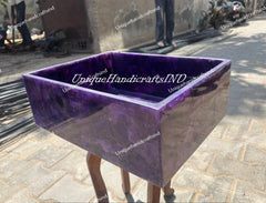 Amethyst Gemstone Vessel Sink – Crystal Semi-Precious Stone Countertop & Vanity Sink Unique Handicrafts IND