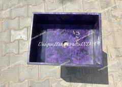 Amethyst Gemstone Vessel Sink – Crystal Semi-Precious Stone Countertop & Vanity Sink Unique Handicrafts IND