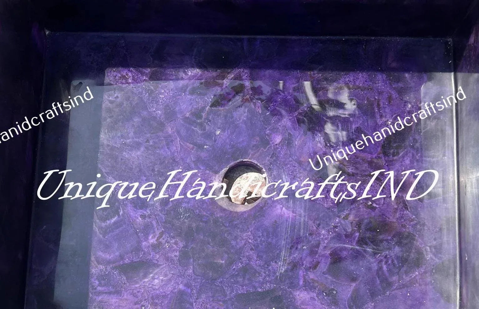 Amethyst Gemstone Vessel Sink – Crystal Semi-Precious Stone Countertop & Vanity Sink Unique Handicrafts IND
