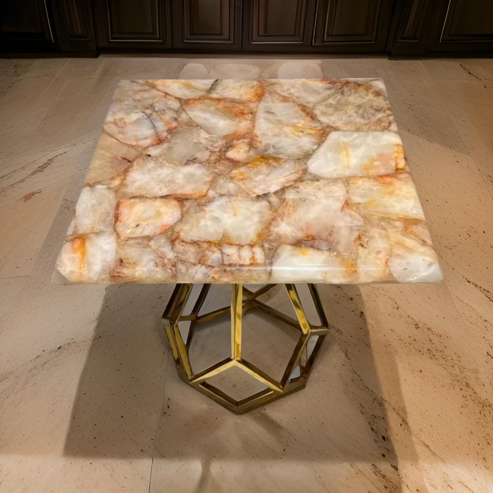 Agate Stone Crystal Table – Modern Coffee, Side, Dining & Accent Table for Home Decor Unique Handicrafts IND