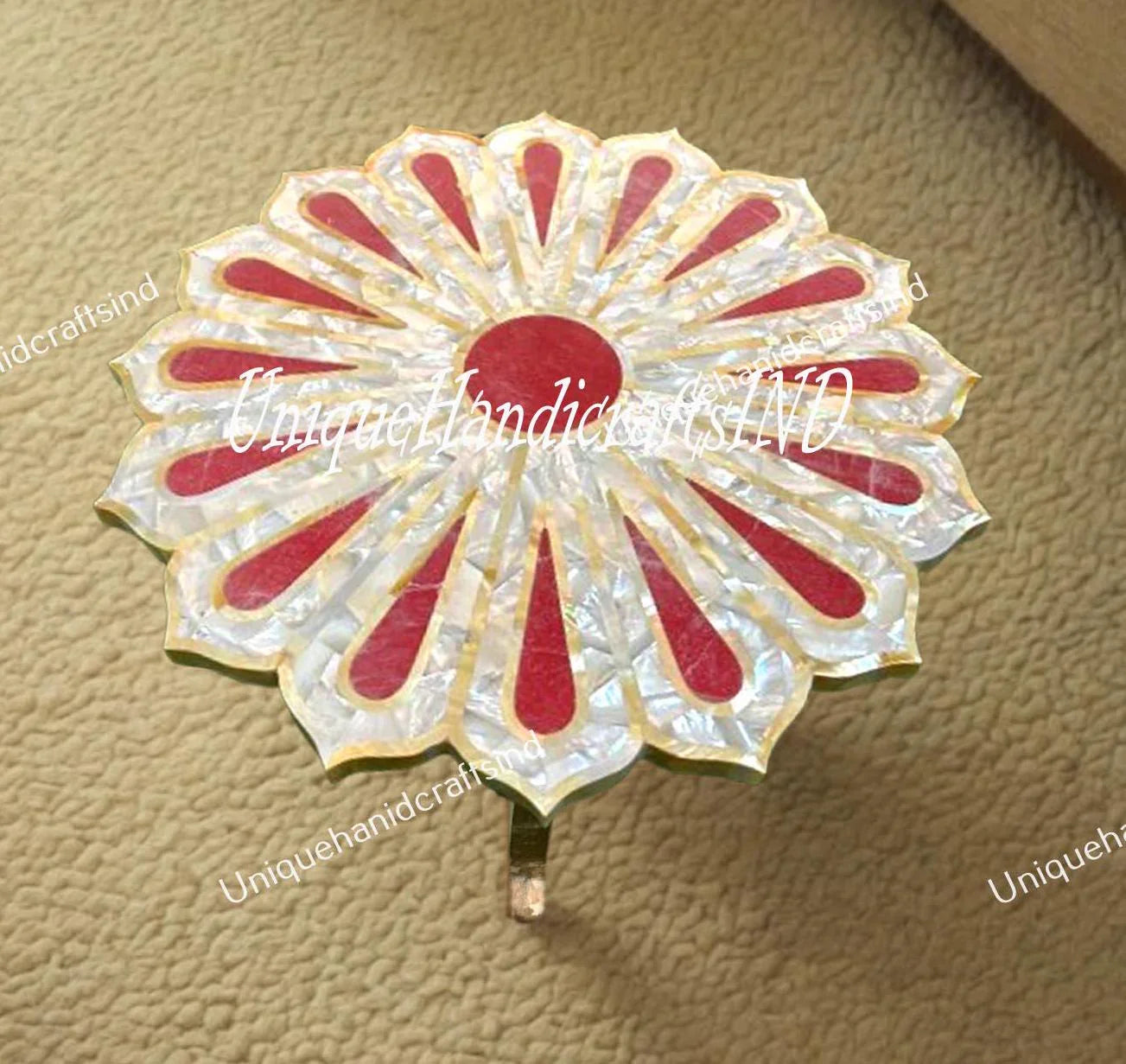 Modern Gemstone Coffee Table | Flower Shape Mother of Pearl Inlay | Luxury Stone Art Decor Unique Handicrafts IND