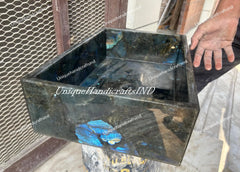 Luxury Labradorite Vessel Sink – Semi-Precious Stone Countertop Sink for Kitchen & Bathroom Decor Unique Handicrafts IND