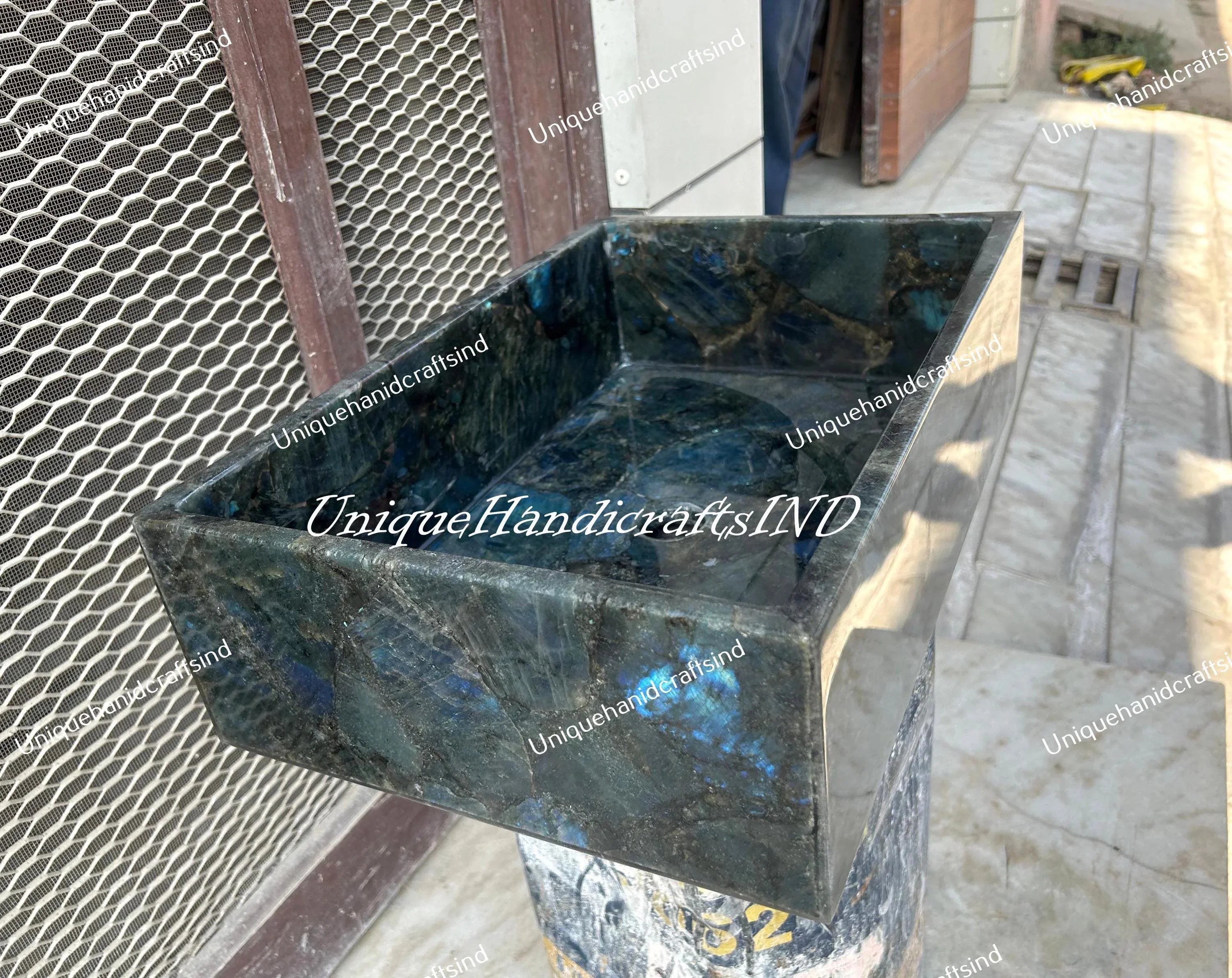 Luxury Labradorite Vessel Sink – Semi-Precious Stone Countertop Sink for Kitchen & Bathroom Decor Unique Handicrafts IND
