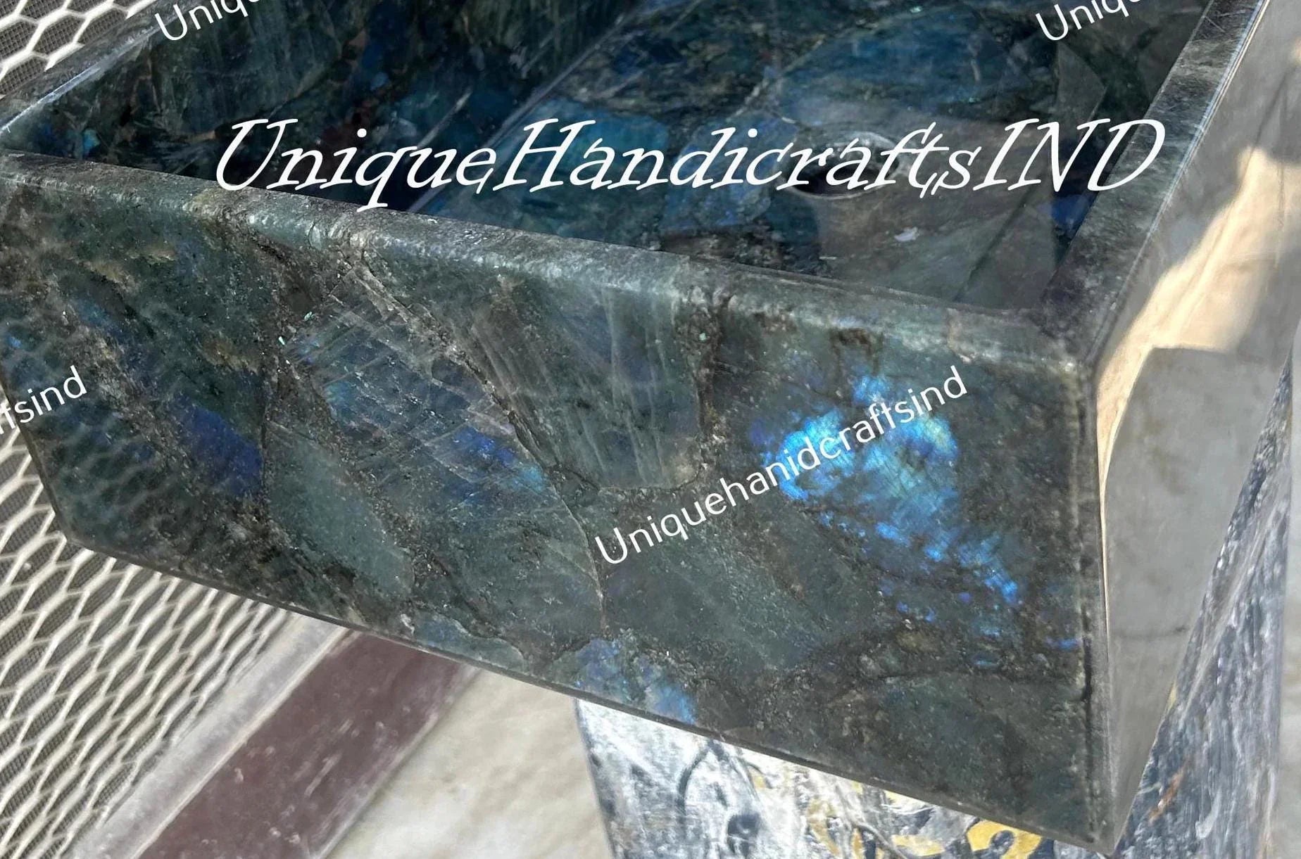 Luxury Labradorite Vessel Sink – Semi-Precious Stone Countertop Sink for Kitchen & Bathroom Decor Unique Handicrafts IND