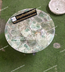 Unique Stone Coffee Table - Custom Made Fluorite Table - Semi-Precious Natural Stone Art - Mid Century Modern Furniture & New Home Gift Unique Handicrafts IND