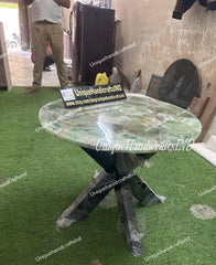 Unique Stone Coffee Table - Custom Made Fluorite Table - Semi-Precious Natural Stone Art - Mid Century Modern Furniture & New Home Gift Unique Handicrafts IND
