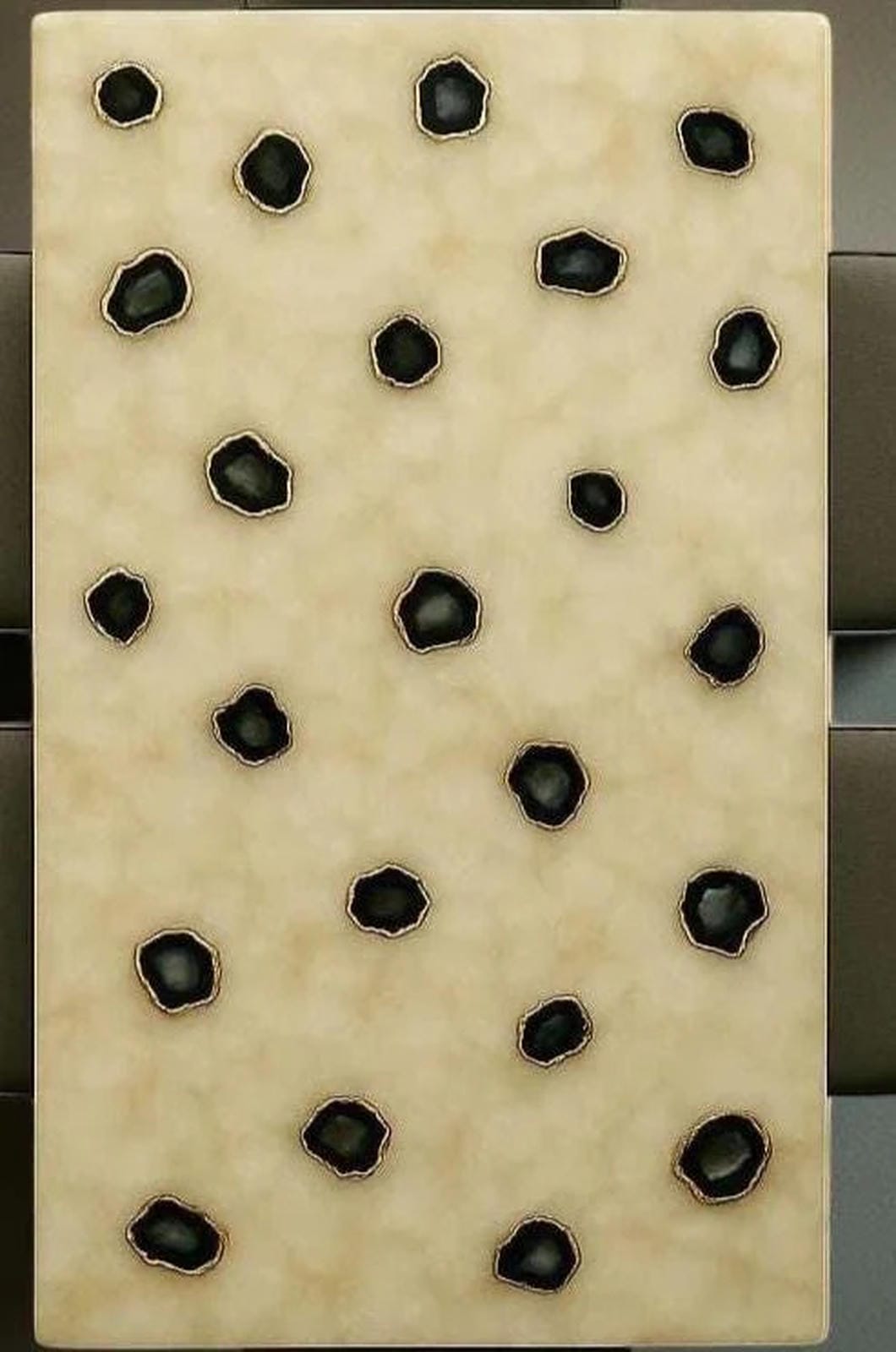 White Quartz & Black Agate Center Table – Handmade Stone Coffee Table, Modern Luxury Accent Furniture, Unique Home Decor Unique Handicrafts IND