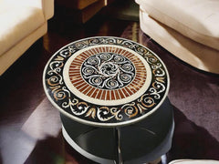 Black Marble Round Coffee Table – Handmade Modern Accent Table for Living Room or Kitchen Decor Interior Gift Her Wedding Unique Handicrafts IND
