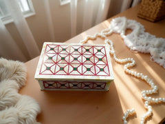 Handmade Marble Jewelry Box – Mother of Pearl & Semi Precious Stone Mosaic Keepsake Box Unique Handicrafts IND