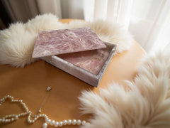 Mother’s Day Gift – Handmade Rose Quartz Jewelry Box, Elegant Crystal Keepsake for Her Unique Handicrafts IND