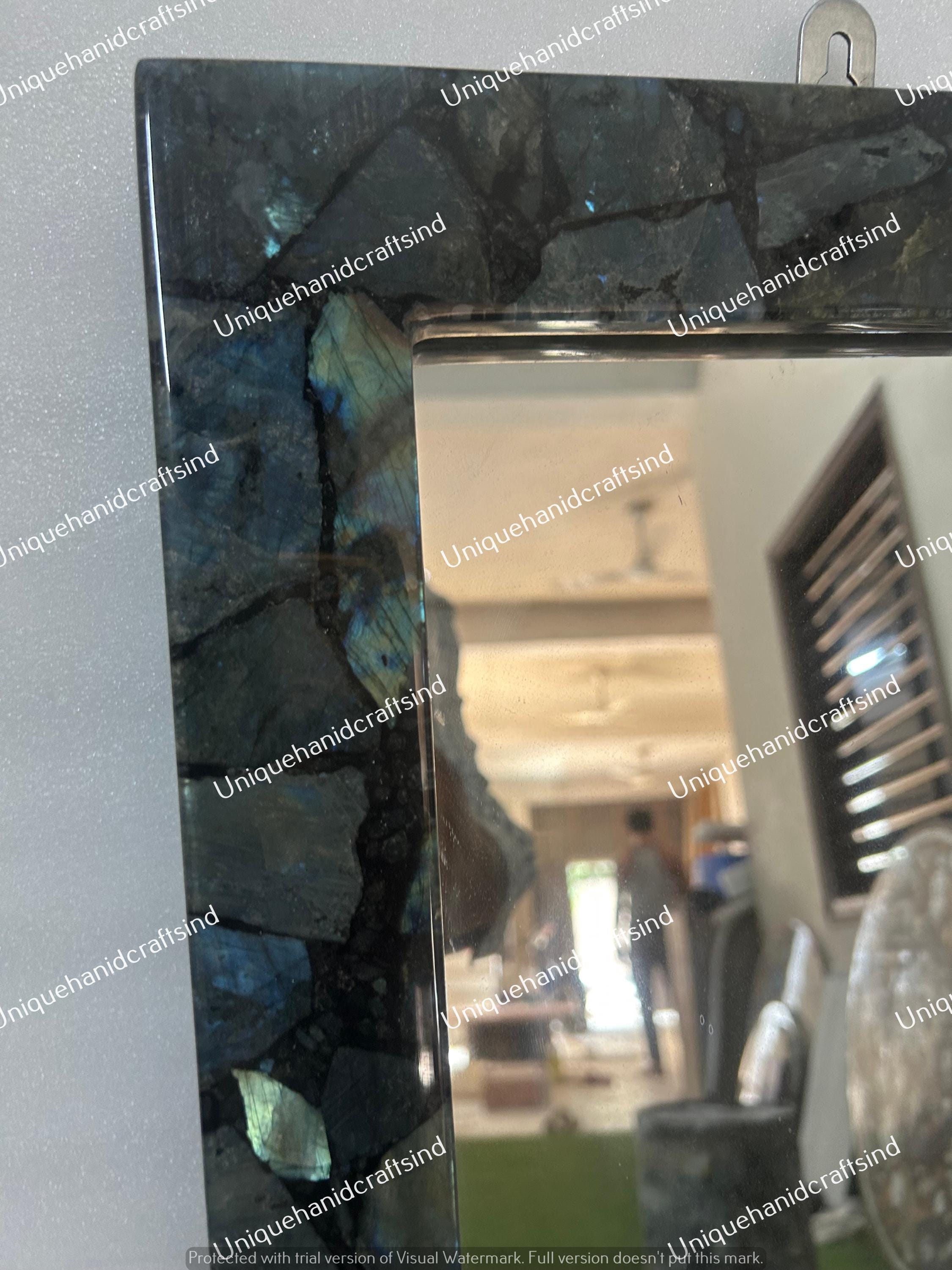 Labradorite Bathroom Mirror / Stunning Rectangle Wall Hanging Gemstone Mirror Home Decor Gift For Her Unique Handicrafts IND