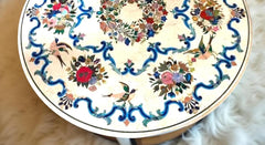 White Marble Coffee Table – Pietra Dura Floral Inlay – Semi-Precious Stone Art Furniture Unique Handicrafts IND