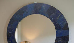 Lapis Lazuli Wall Hanging Mirror – Handmade Crystal Mirror for Home Decor, Living Room Accent, Natural Stone Wall Art Unique Handicrafts IND
