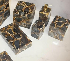 Wild Agate Stone Bathroom Set – Handmade Luxury Bathroom Accessories & Decor Gift Unique Handicrafts IND