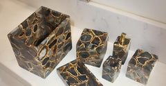 Wild Agate Stone Bathroom Set – Handmade Luxury Bathroom Accessories & Decor Gift Unique Handicrafts IND