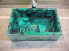 Natural Green Agate Sink – Quartz Stone Wash Basin for Kitchen or Bathroom decor Unique Handicrafts IND