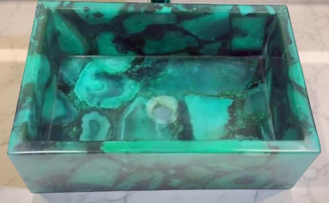 Natural Green Agate Sink – Quartz Stone Wash Basin for Kitchen or Bathroom decor Unique Handicrafts IND