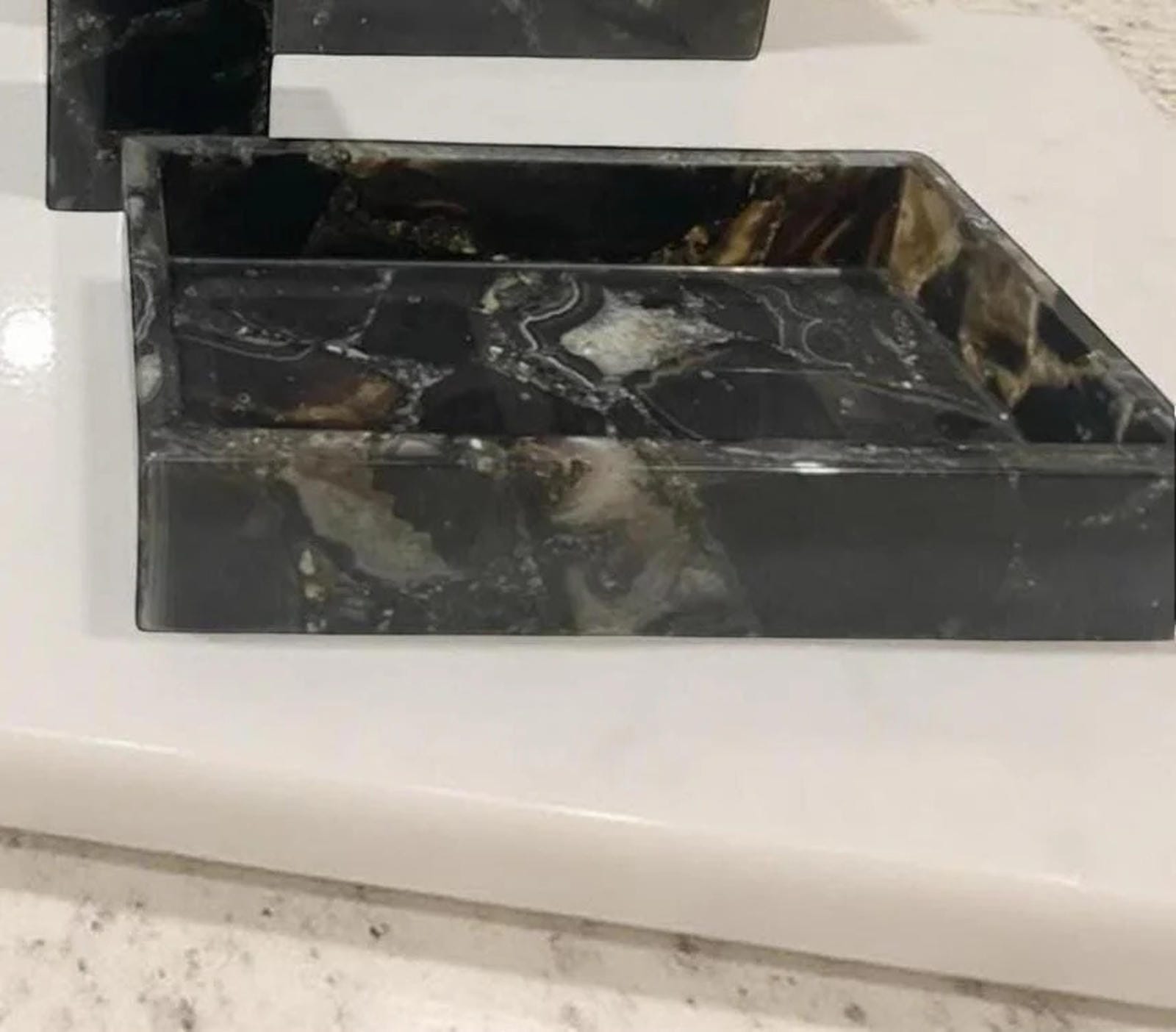 Natural Agate Bathroom Set – Black Agate Bath Set, Gemstone Bathroom Accessories, Luxury Stone Decor, Elegant Bathroom Gift Set Unique Handicrafts IND