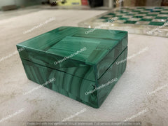 Malachite Green Marble Jewelry Box – Handmade Stone Keepsake Box, Decorative Accent Gift for Her, Made in India Unique Handicrafts IND