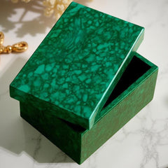 Malachite Inlay Jewelry Box – Handmade Stone Art Gift, Decorative Keepsake Box for Loved One, Unique Luxury Decor Unique Handicrafts IND
