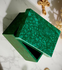 Malachite Inlay Jewelry Box – Handmade Stone Art Gift, Decorative Keepsake Box for Loved One, Unique Luxury Decor Unique Handicrafts IND