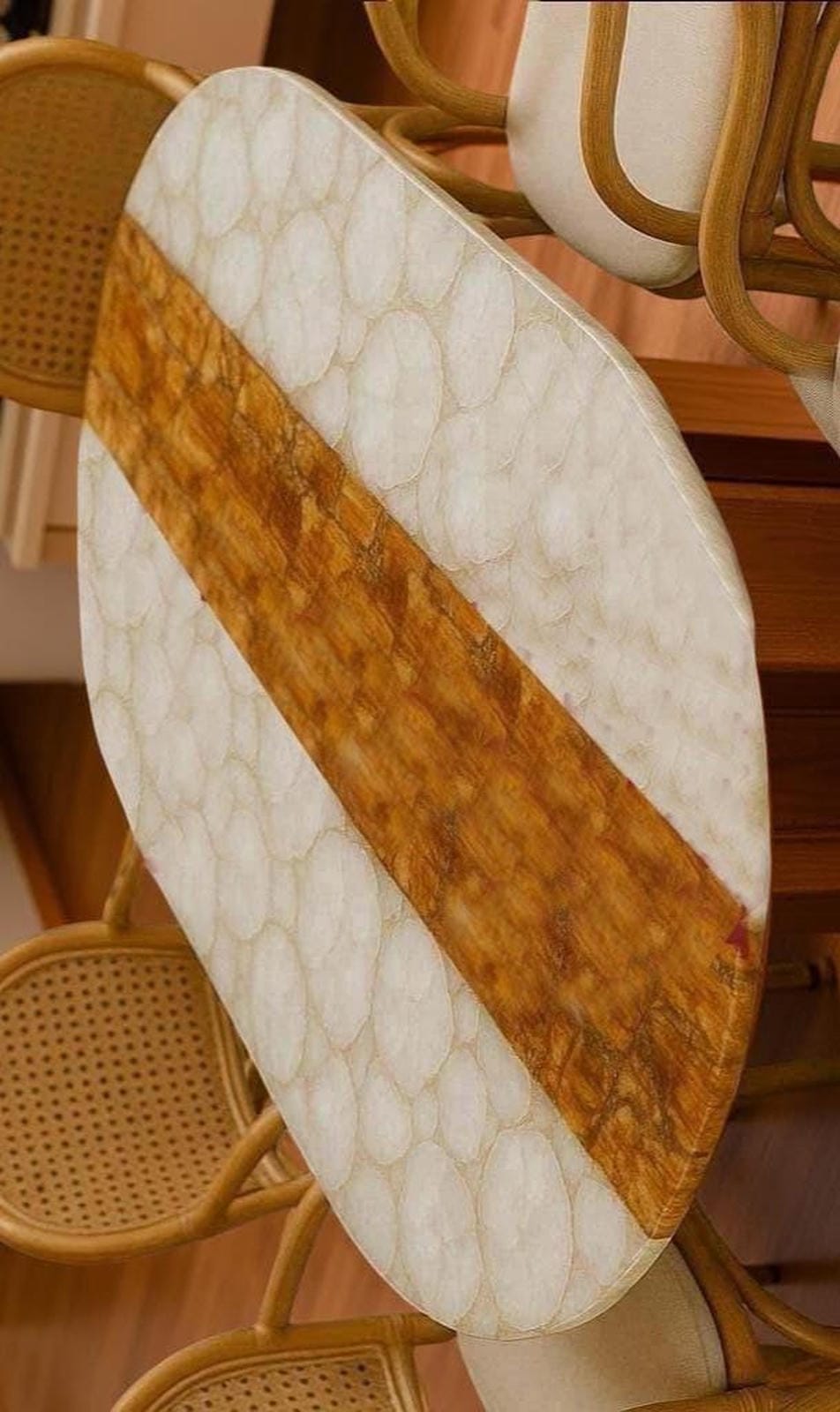 White Quartz & Petrified Wood Table – Handmade Natural Stone Accent Table, Rustic Luxury Furniture, Unique Home Decor Unique Handicrafts IND