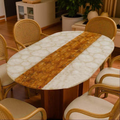 White Quartz & Petrified Wood Table – Handmade Natural Stone Accent Table, Rustic Luxury Furniture, Unique Home Decor Unique Handicrafts IND