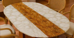 White Quartz & Petrified Wood Table – Handmade Natural Stone Accent Table, Rustic Luxury Furniture, Unique Home Decor Unique Handicrafts IND