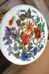 White Marble Coffee Table – Semi-Precious Stone Inlay, Handmade Floral Pietra Dura Art, Luxury Living Room Furniture Unique Handicrafts IND