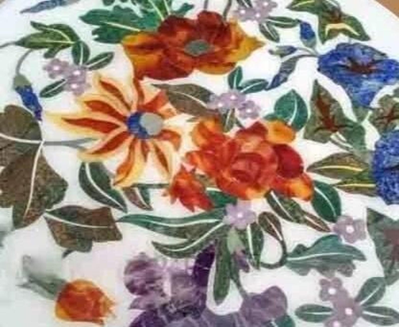 White Marble Coffee Table – Semi-Precious Stone Inlay, Handmade Floral Pietra Dura Art, Luxury Living Room Furniture Unique Handicrafts IND