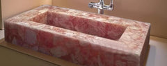 Rose Quartz Stone Sink, Pink Agate Wash Basin, Natural Stone Vessel Sink, Handmade Bathroom Basin, Crystal Vanity Sink for Kitchen Decor Unique Handicrafts IND