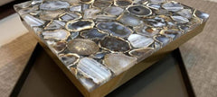Elegant Brown Agate Inlay Coffee Table – Handcrafted Stone Center Table – Modern Luxury Decor Unique Handicrafts IND