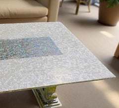 Mother of Pearl Paua Shell Mosaic Table Top – Handmade Stone Inlay Coffee, Dining, Center Table Slab Unique Handicrafts IND