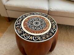 Black Marble Round Coffee Table – Handmade Modern Accent Table for Living Room or Kitchen Decor Interior Gift Her Wedding Unique Handicrafts IND