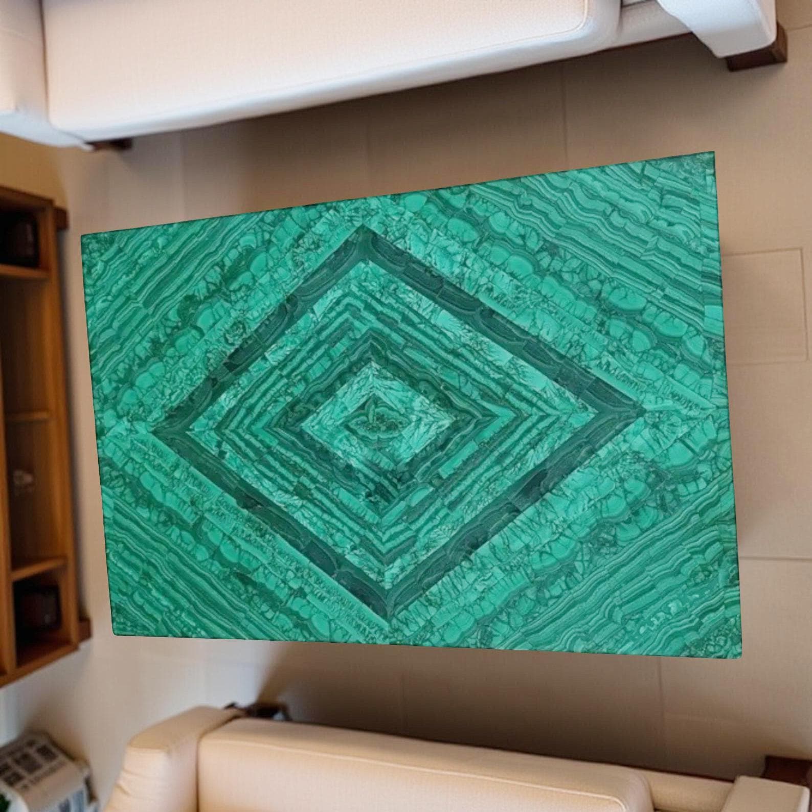Malachite Stone Center Table – Decorative Green Gemstone Furniture for Home & Hotel Unique Handicrafts IND