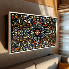 Luxury Black Marble Table Top – Semi-Precious Inlay Pietra Dura Art for Dining Room Unique Handicrafts IND