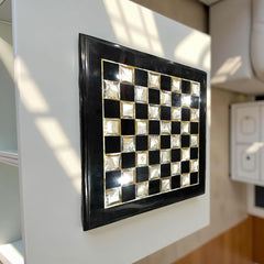 Luxury Black Marble Chess Board – Mother of Pearl Inlay, Unique Gift for Loved One Unique Handicrafts IND