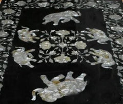 Handmade Black Marble Table – Mother of Pearl Elephant Inlay, Home Decor Furniture Unique Handicrafts IND