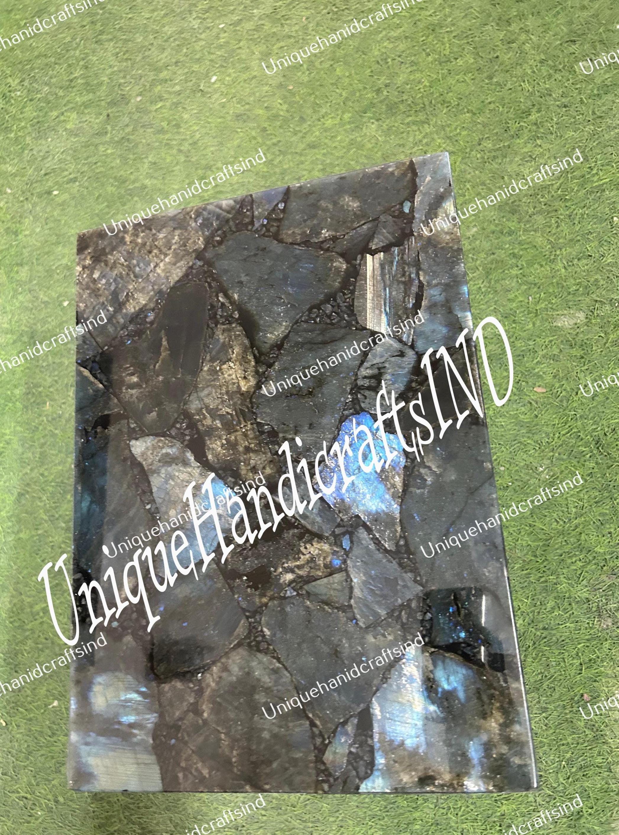 Labradorite Stone Coffee Table – Gemstone Slab for Dining, Kitchen Countertop or Bar – Handmade Decor Unique Handicrafts IND