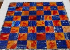Luxury Marble Chess Set – Lapis & Carnelian Stone Inlay Chess Board with Pieces – Handmade Mosaic Art Gift for Dad Unique Handicrafts IND