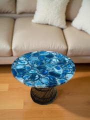 Blue Agate Coffee Table – Luxury Crystal Stone Accent Table for Elegant Interiors Unique Handicrafts IND