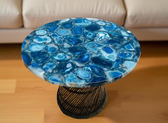 Blue Agate Coffee Table – Luxury Crystal Stone Accent Table for Elegant Interiors Unique Handicrafts IND