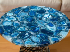 Blue Agate Coffee Table – Luxury Crystal Stone Accent Table for Elegant Interiors Unique Handicrafts IND