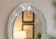 Oval Selenite Wall Hanging Mirror – Crystal Mirror for Home & Bathroom Decor, Boho Interior Accent, Handmade Wall Art Unique Handicrafts IND