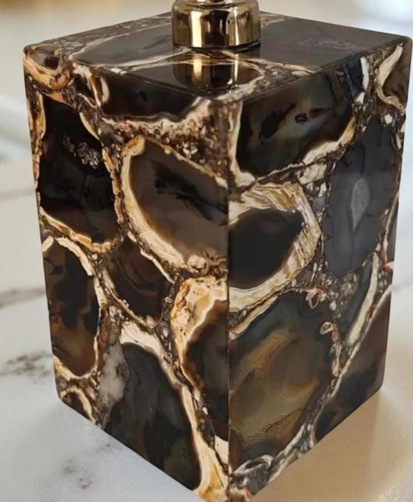 Luxury Agate Stone Soap Pump | Natural Gemstone Bathroom Bottle | Handmade Gift for Her or Him Unique Handicrafts IND