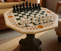 Stone Chess Board Game Table | Marble Chess Set – Inlay Chess Table with Pieces |  Personalized Gift for Dad or Son | Unique Handmade Gift Unique Handicrafts IND
