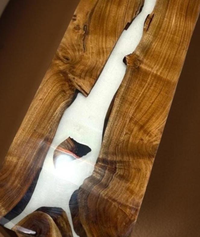 dining room table, Farm House Table , Epoxy Resin River Table – Handmade Wood and White Resin Arts Gift For Him Unique Handicrafts IND