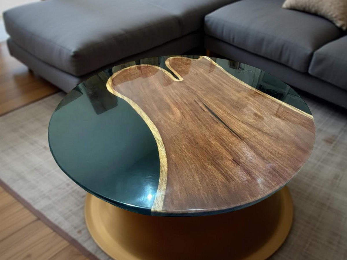Walnut Epoxy Resin Table | Black Epoxy Dining Table | Handmade Custom Table Top | Modern Home Furniture & Gift Unique Handicrafts IND