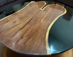 Walnut Epoxy Resin Table | Black Epoxy Dining Table | Handmade Custom Table Top | Modern Home Furniture & Gift Unique Handicrafts IND