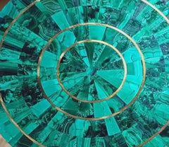 Round Malachite Table Top | Inlay Work Dining Table | Customizable Coffee or Counter Tabletop | Handmade Gemstone Furniture Decor Unique Handicrafts IND